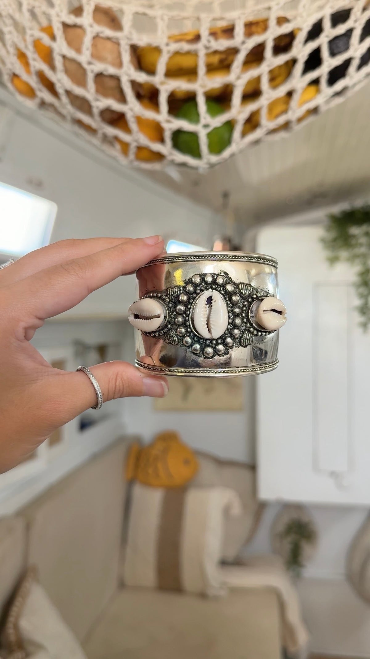 Cowrie Moon • Silver Cuff
