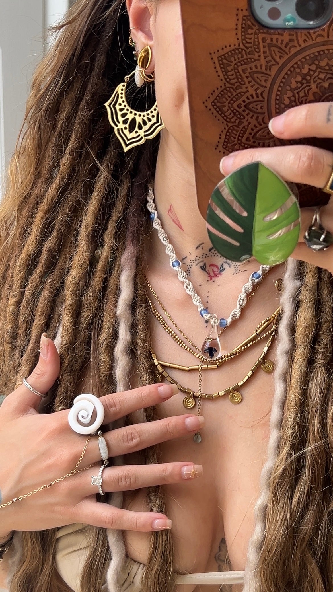 Spiral Seas • Shell Ring/Dread Bead