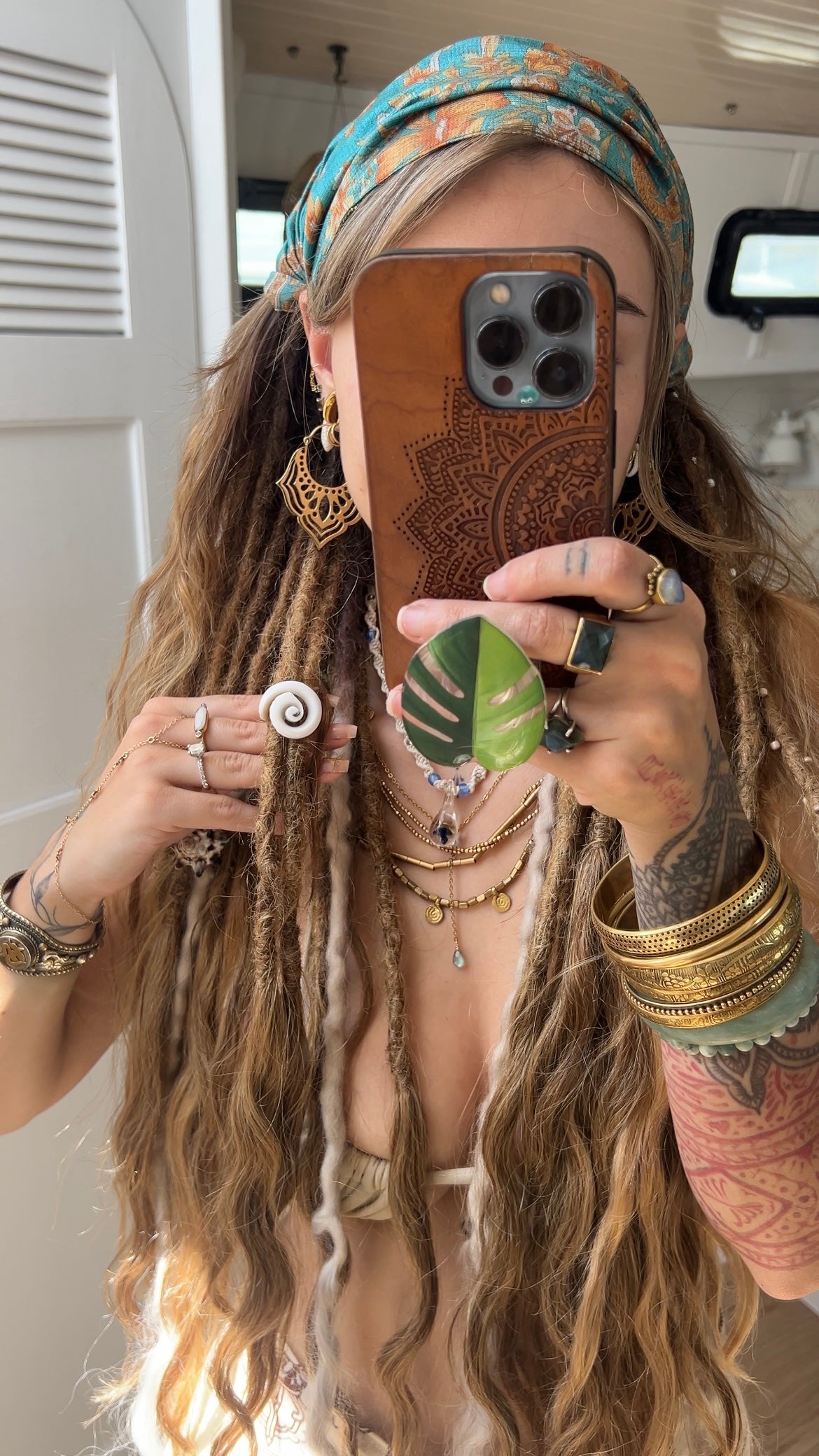 Spiral Seas • Shell Ring/Dread Bead