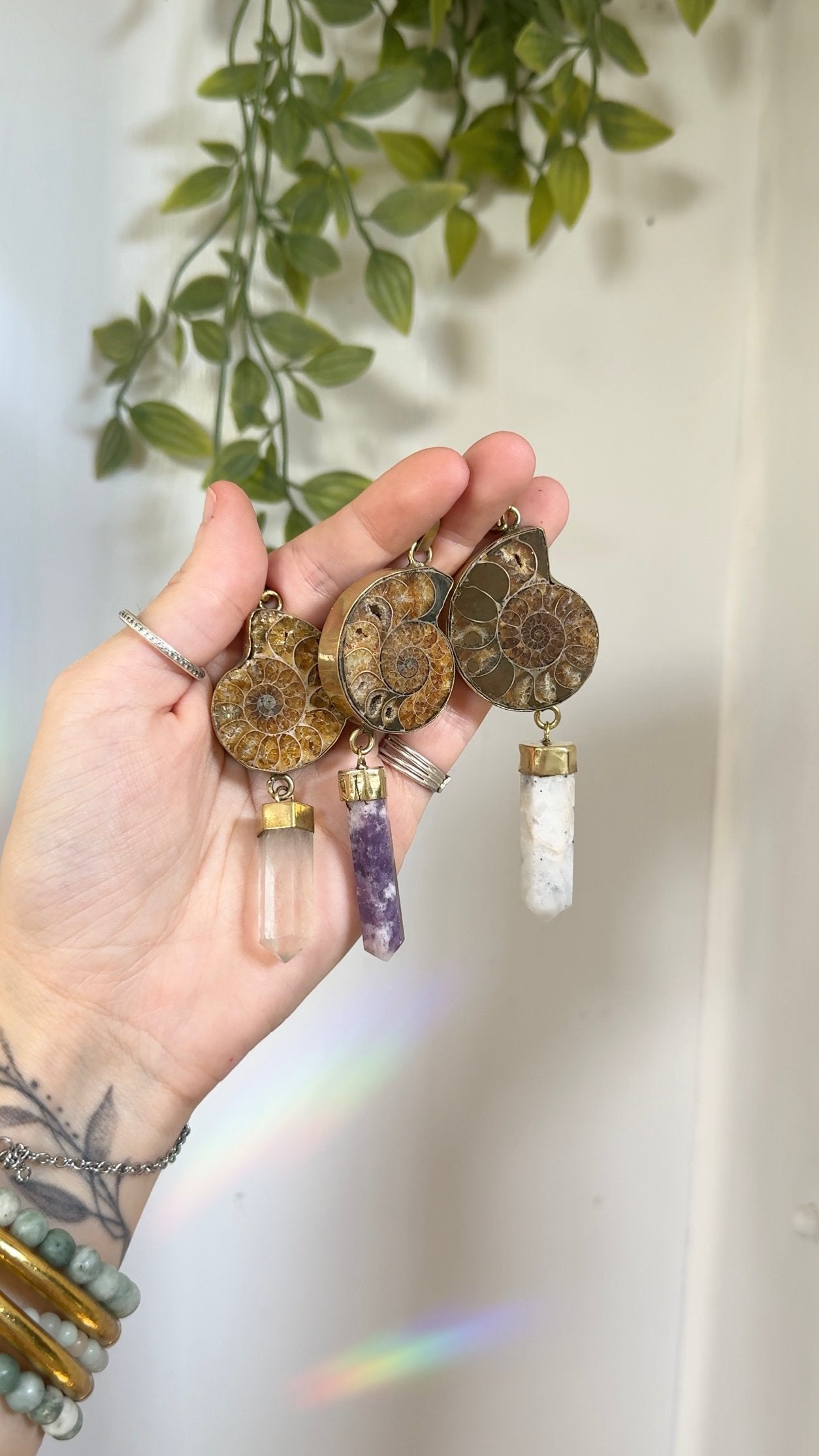 Crystal Ammonite • Fossil Pendant
