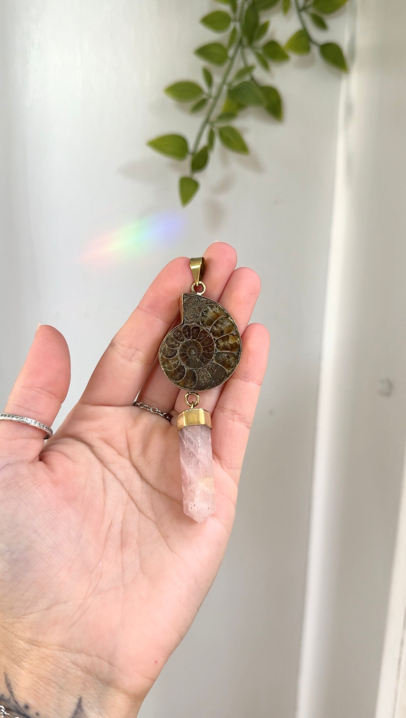 Crystal Ammonite • Fossil Pendant