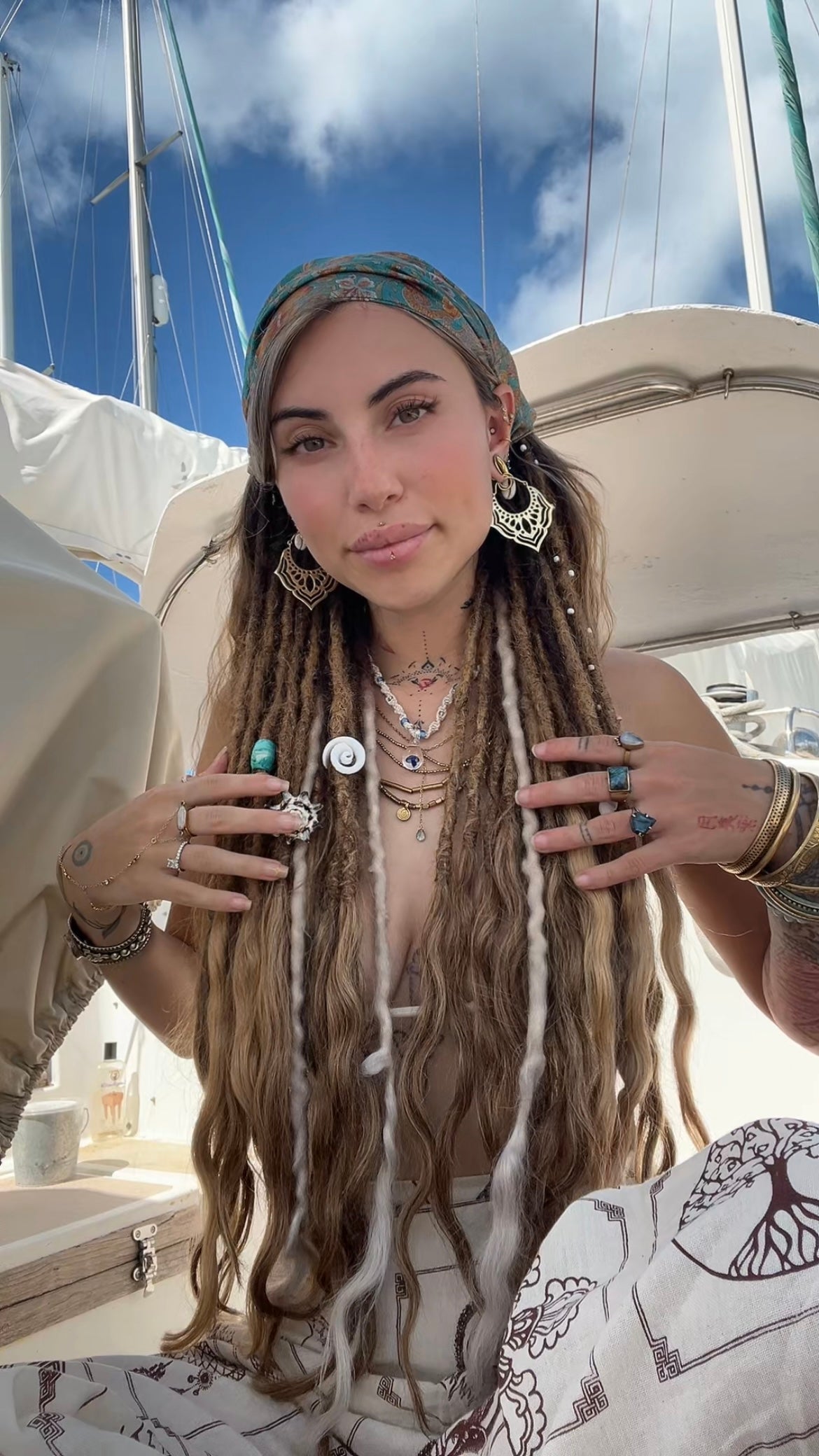 Spiral Seas • Shell Ring/Dread Bead