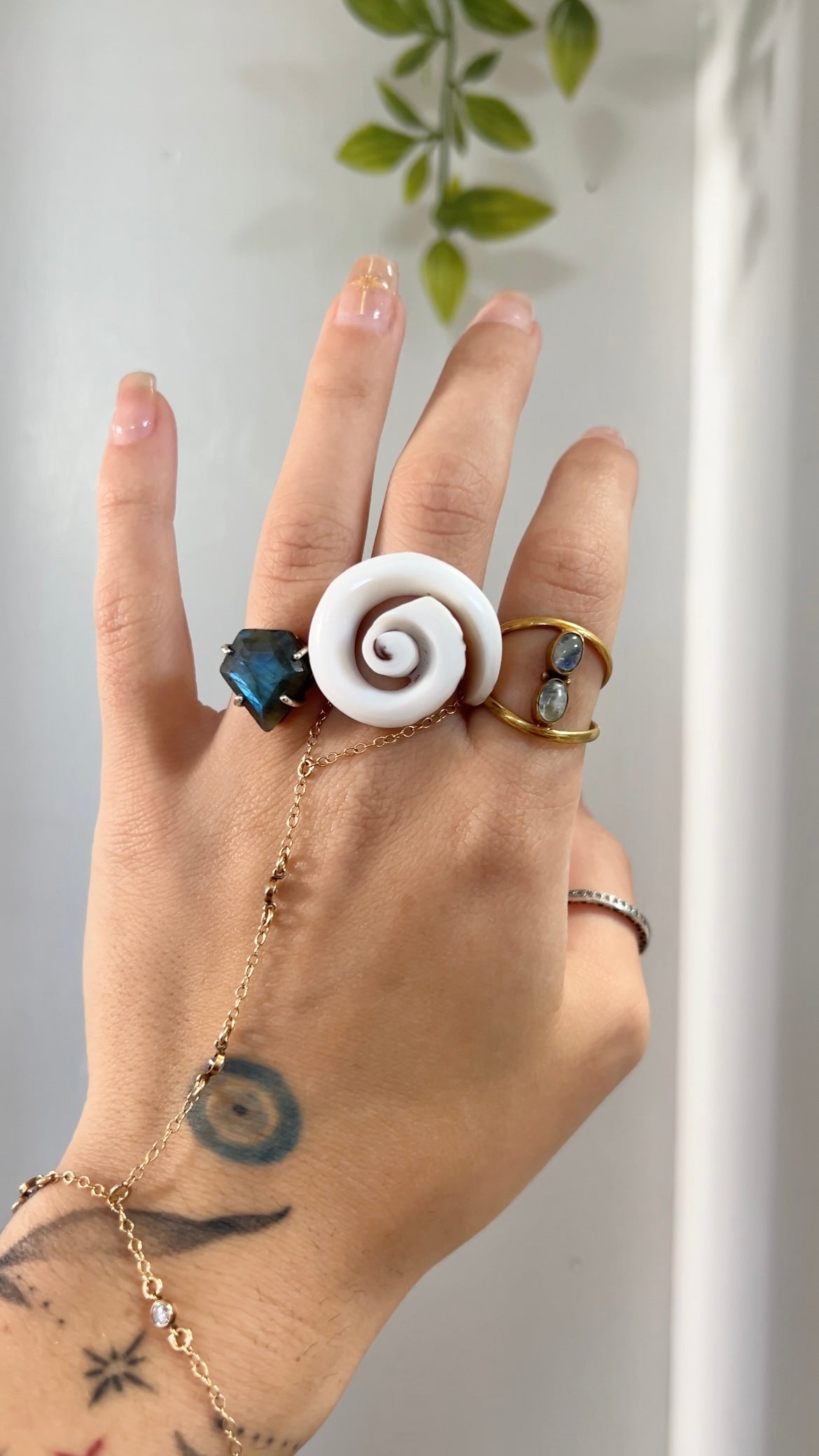Spiral Seas • Shell Ring/Dread Bead