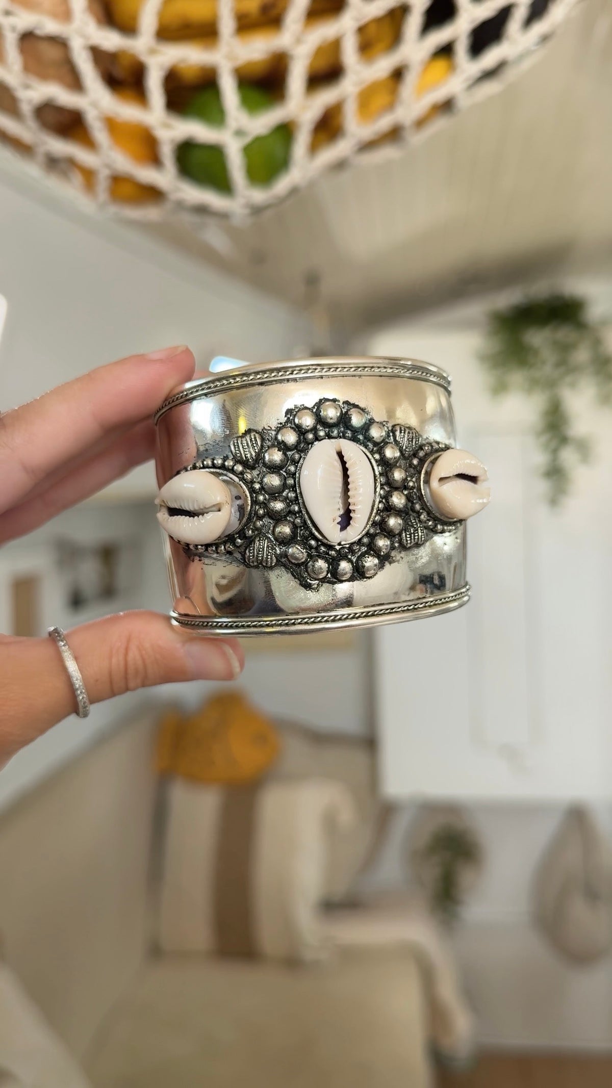 Cowrie Moon • Silver Cuff