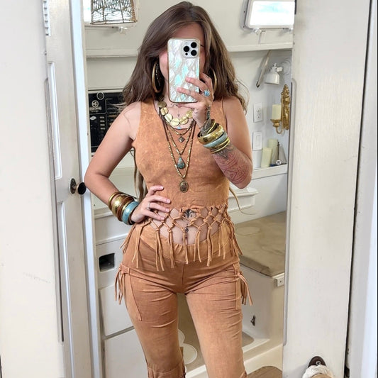 Tea Stain • Fringe Top