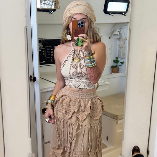 Cherry Blossom • Sacred Wear Fringe Skirt
