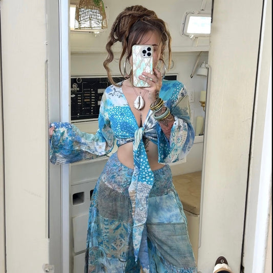 Ocean View • Bell sleeve Wrap Top