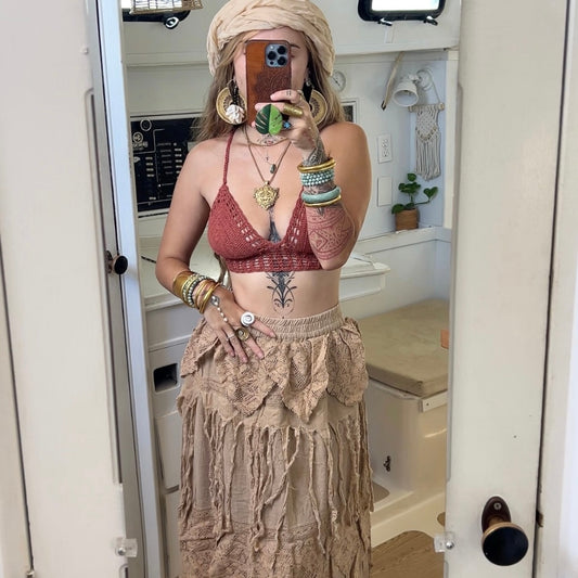 Cherry Blossom • Sacred Wear Fringe Skirt