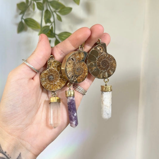 Crystal Ammonite • Fossil Pendant